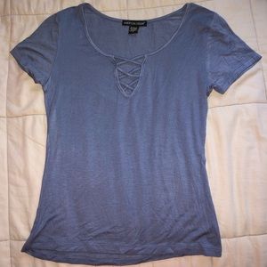 Blue T shirt with Criss cross detailing